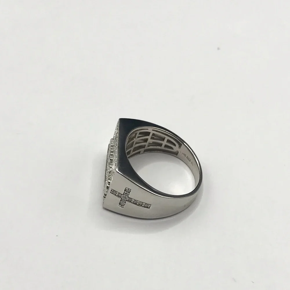 925 Sterling Silver MOISSANITE Last Supper Men’s Ring Size 11 or 12